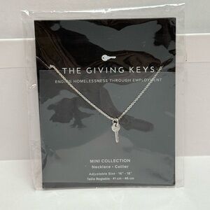 The Giving Keys Mini Key Necklace Believe Silver Adjustable 16-18” NEW